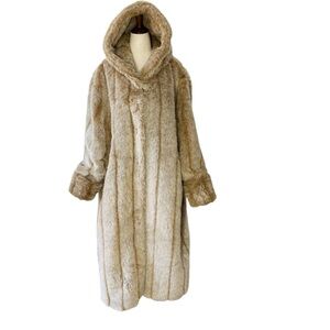 NEW ROAMAN'S Faux Fur Hooded Longline Coat